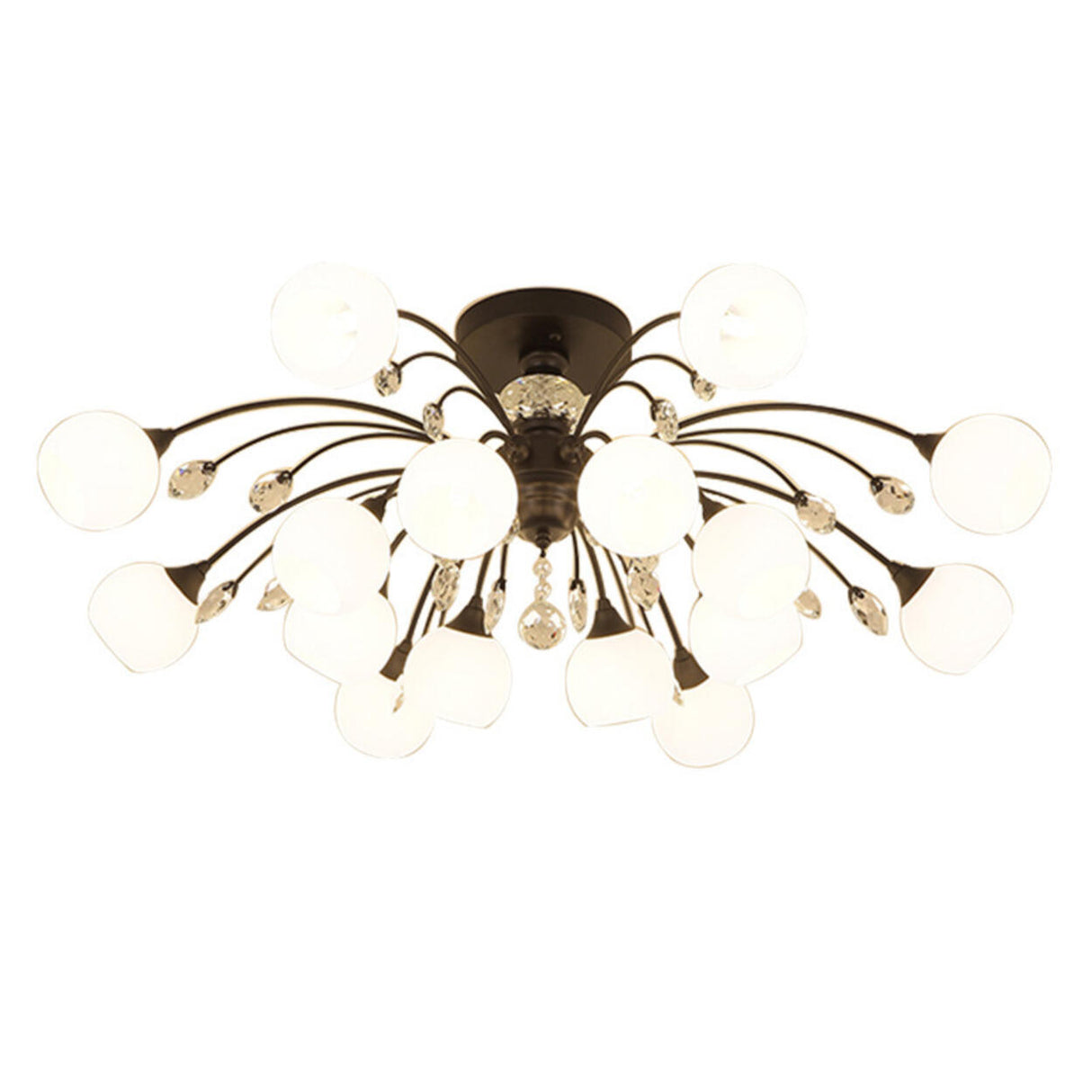 Black Multi-Globe Glass Semi-Flush Mount Ceiling Light Image - 5