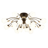 Black Multi-Globe Glass Semi-Flush Mount Ceiling Light Image - 5