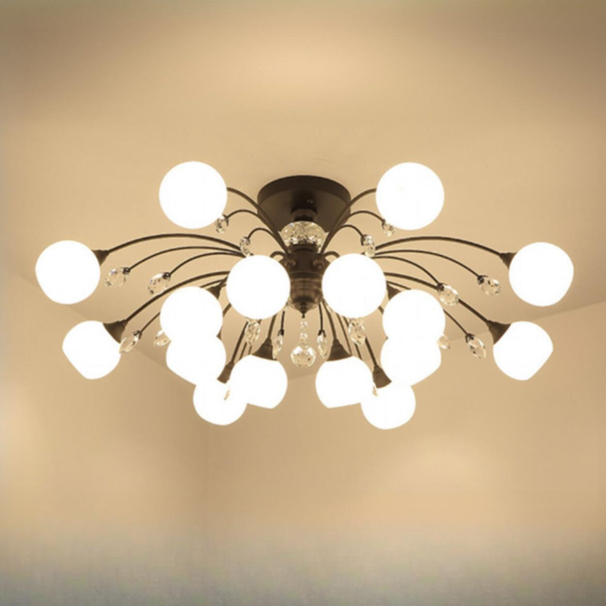 Black Multi-Globe Glass Semi-Flush Mount Ceiling Light Image - 8