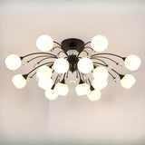 Black Multi-Globe Glass Semi-Flush Mount Ceiling Light Image - 9