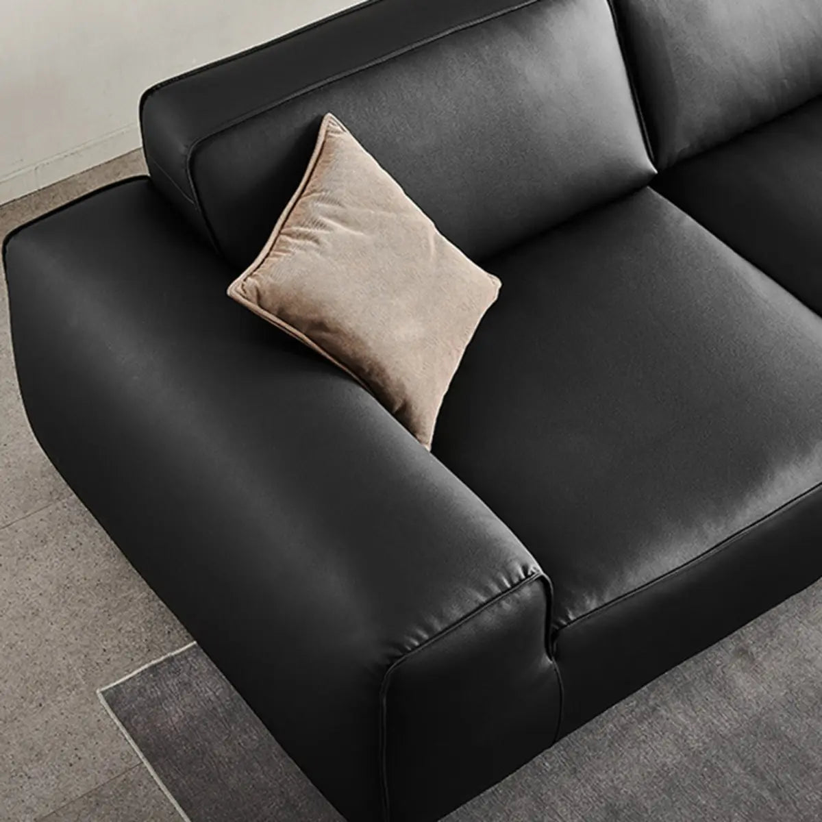 Black Nappa Leather Three Seater Reception Sofa Image - 3