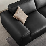 Black Nappa Leather Three Seater Reception Sofa Image - 3