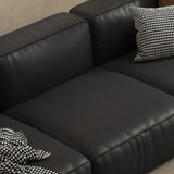 Black Nappa Leather Three Seater Reception Sofa Image - 7