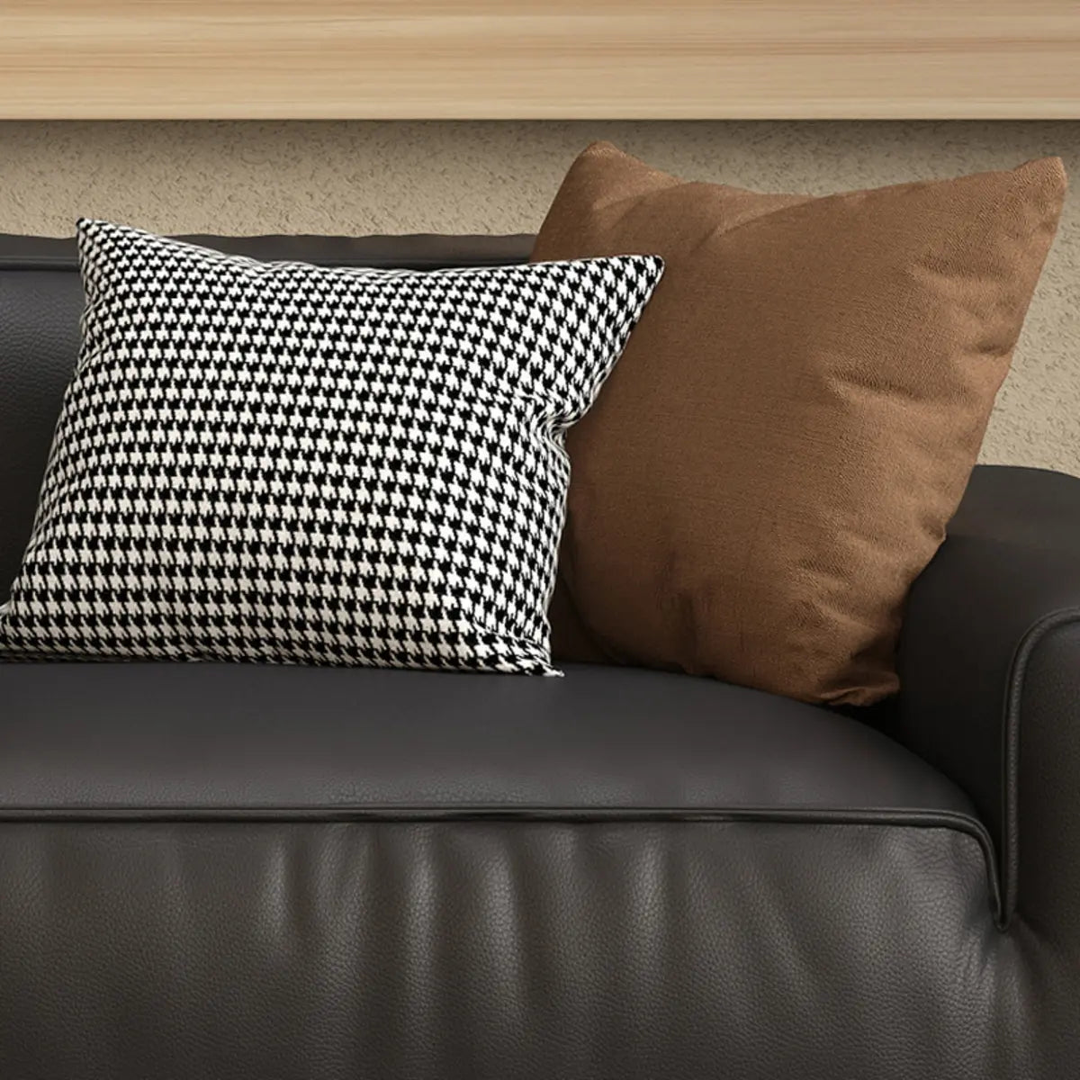 Black Nappa Leather Three Seater Reception Sofa Image - 8