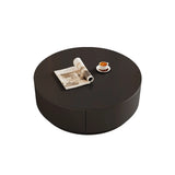 Black Nested Embossed Drum Stone Drawers Coffee Table Image - 17