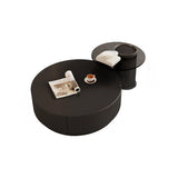 Black Nested Embossed Drum Stone Drawers Coffee Table Image - 20