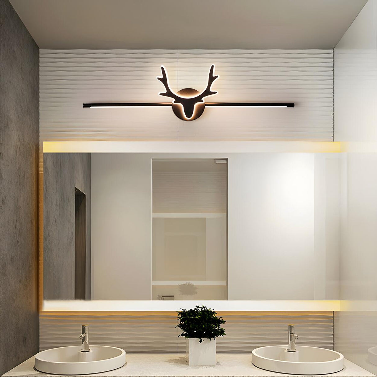 Black Nordic Creative Antler Shape Iron Vanity Light Image - 13
