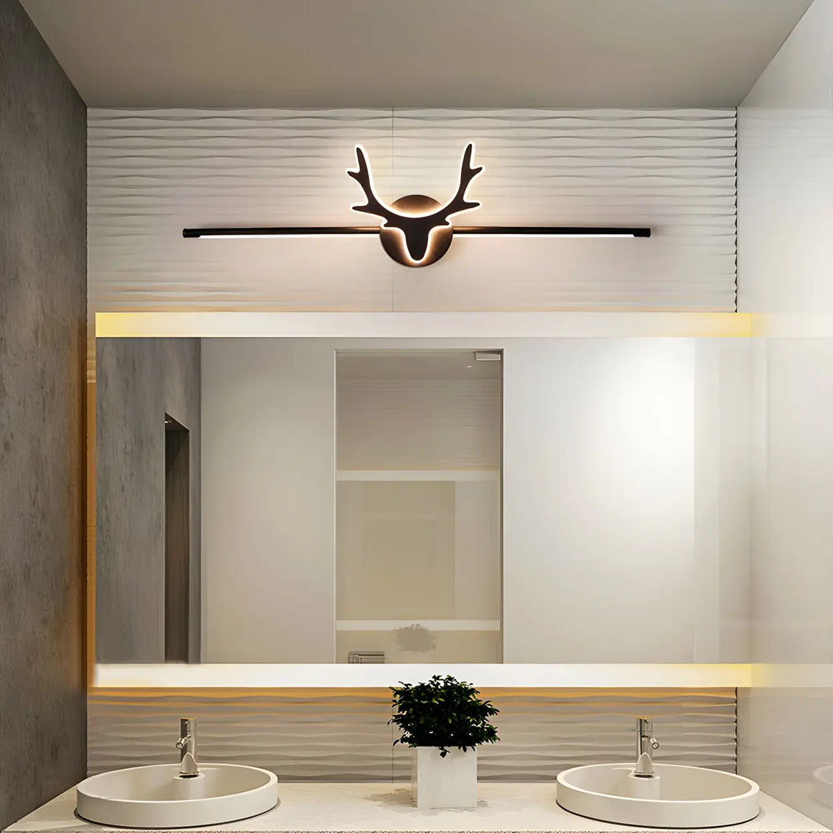 Black Nordic Creative Antler Shape Iron Vanity Light Image - 13