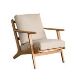Black Oiled Leather Pillow Back Wood Frame Arm Chair Image - 5