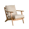 Black Oiled Leather Pillow Back Wood Frame Arm Chair Image - 5