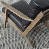 Black Oiled Leather Pillow Back Wood Frame Arm Chair Image - 8