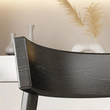 Black Open Back Faux Leather Armless Wood Dining Chair Image - 10