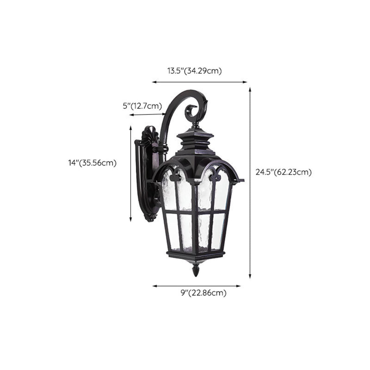 Black Outdoor Lantern Waterproof LED Wall Sconce Image - 14