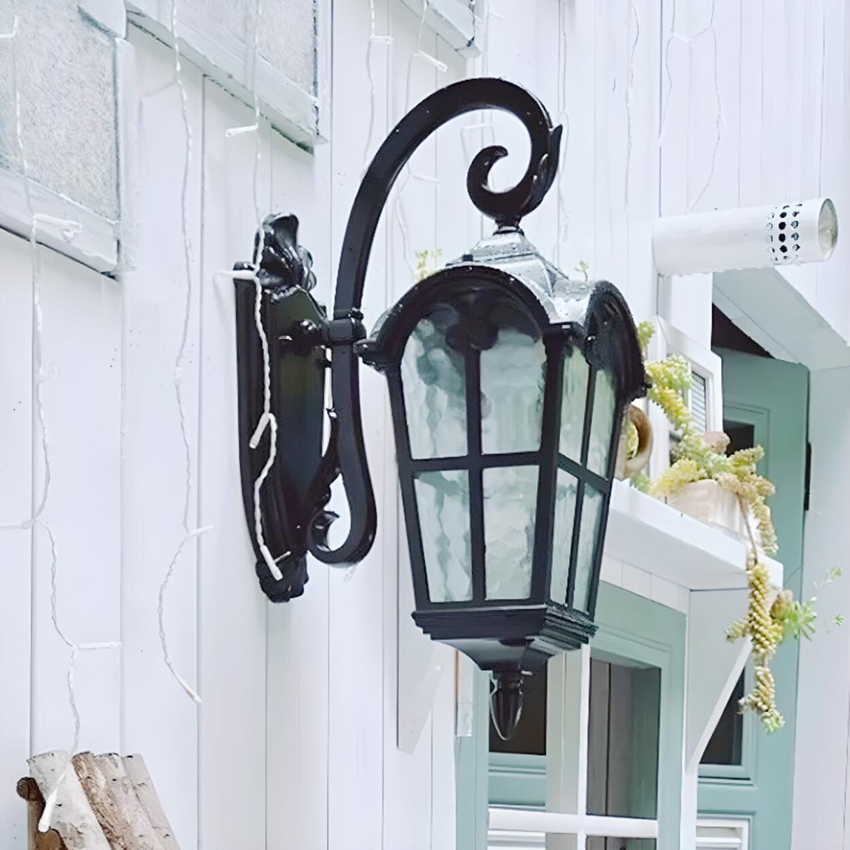 Black Outdoor Lantern Waterproof LED Wall Sconce Image - 4