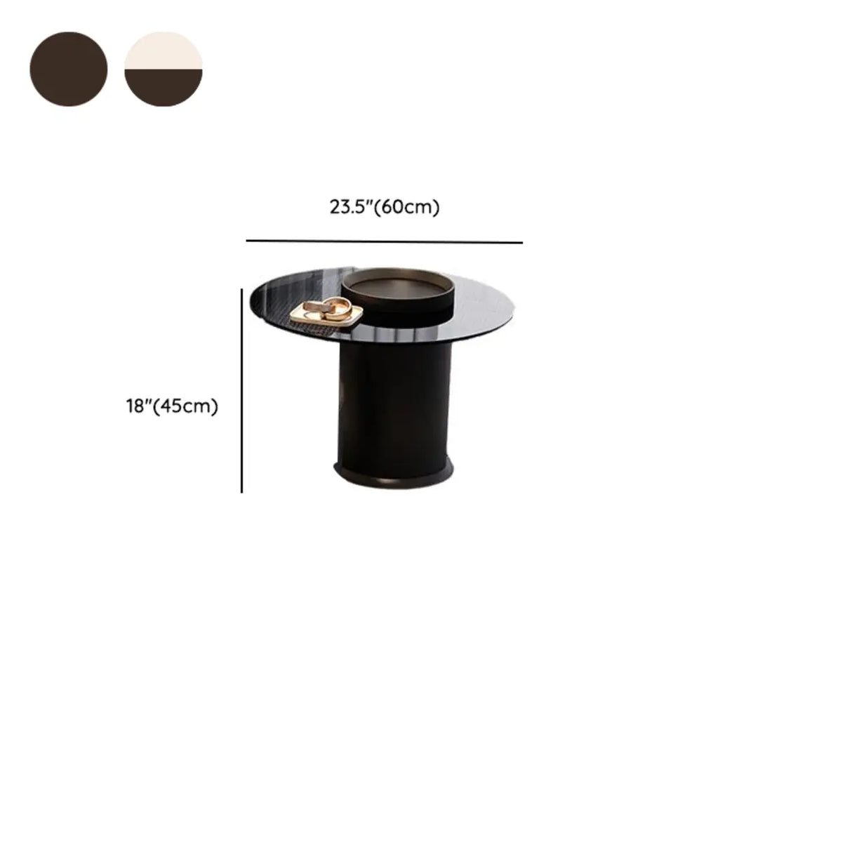 Black Oval Stone Nesting Coffee Table with Storage Image - 10