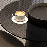 Black Oval Stone Nesting Coffee Table with Storage Image - 7