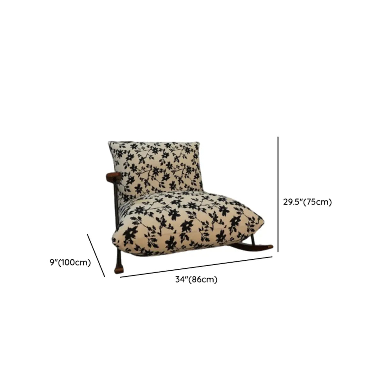 Black Patterned Upholstered Track Arms Rocking Chair 