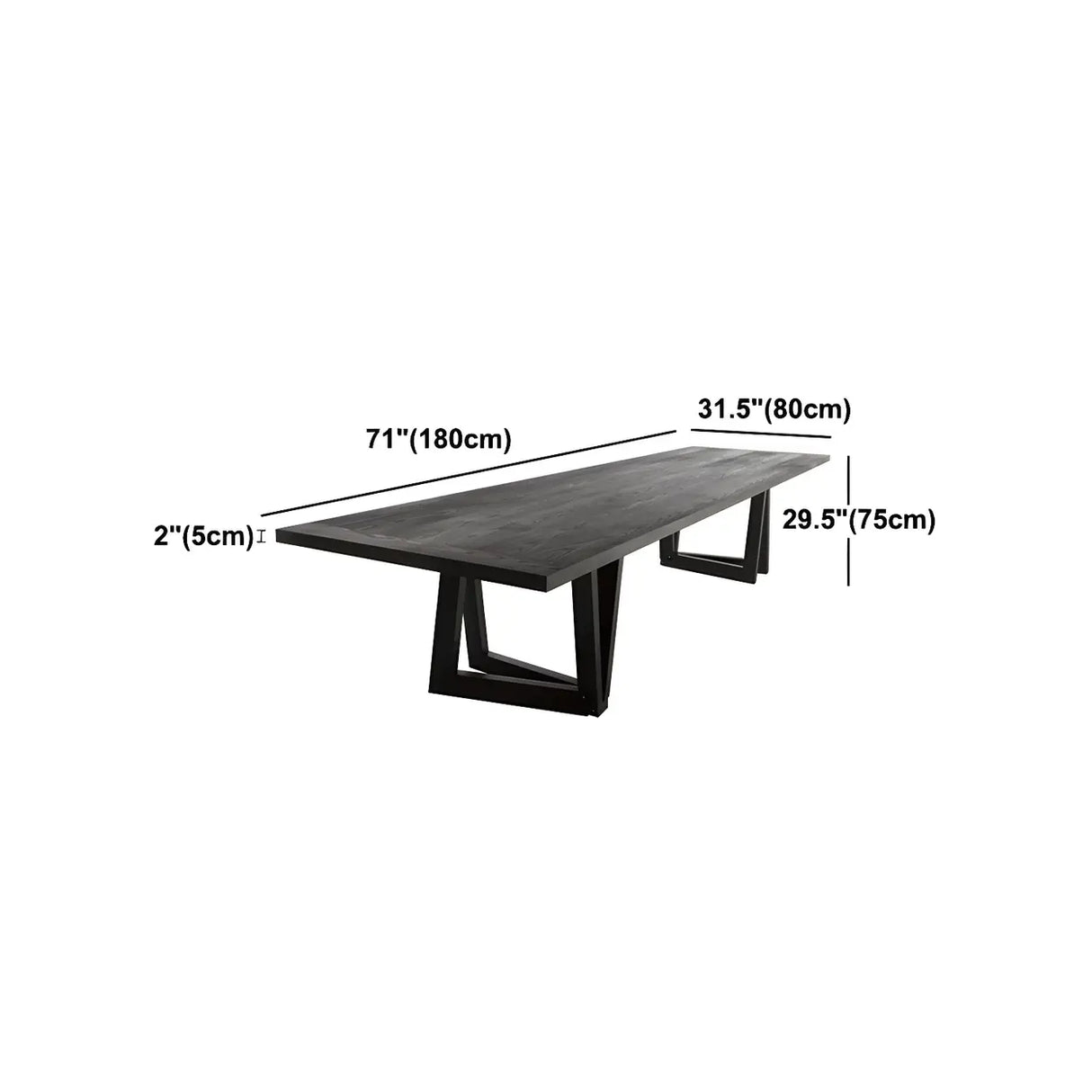 Black Pine Wood Multi-Person Sled Base Meeting Desk Image - 11