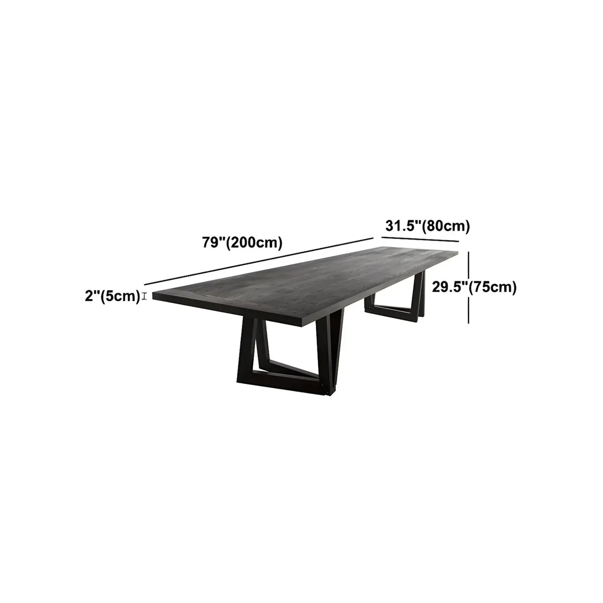 Black Pine Wood Multi-Person Sled Base Meeting Desk Image - 12