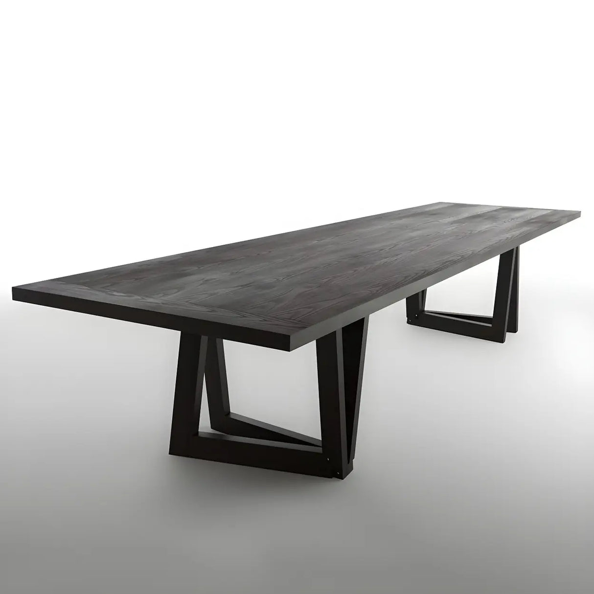 Black Pine Wood Multi-Person Sled Base Meeting Desk Image - 6