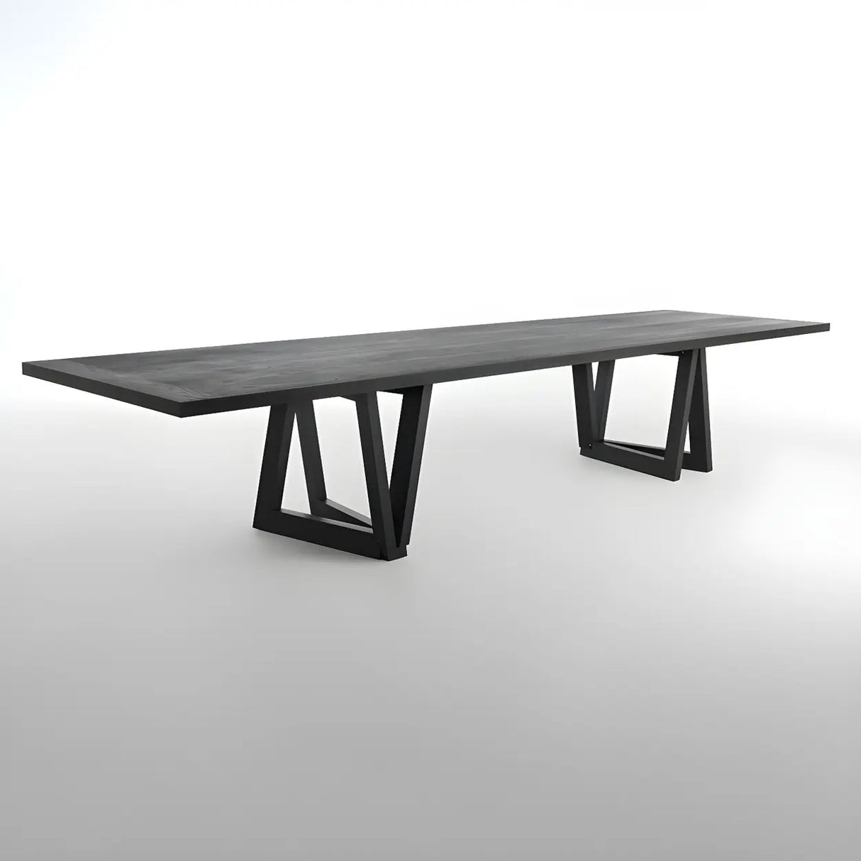 Black Pine Wood Multi-Person Sled Base Meeting Desk Image - 7