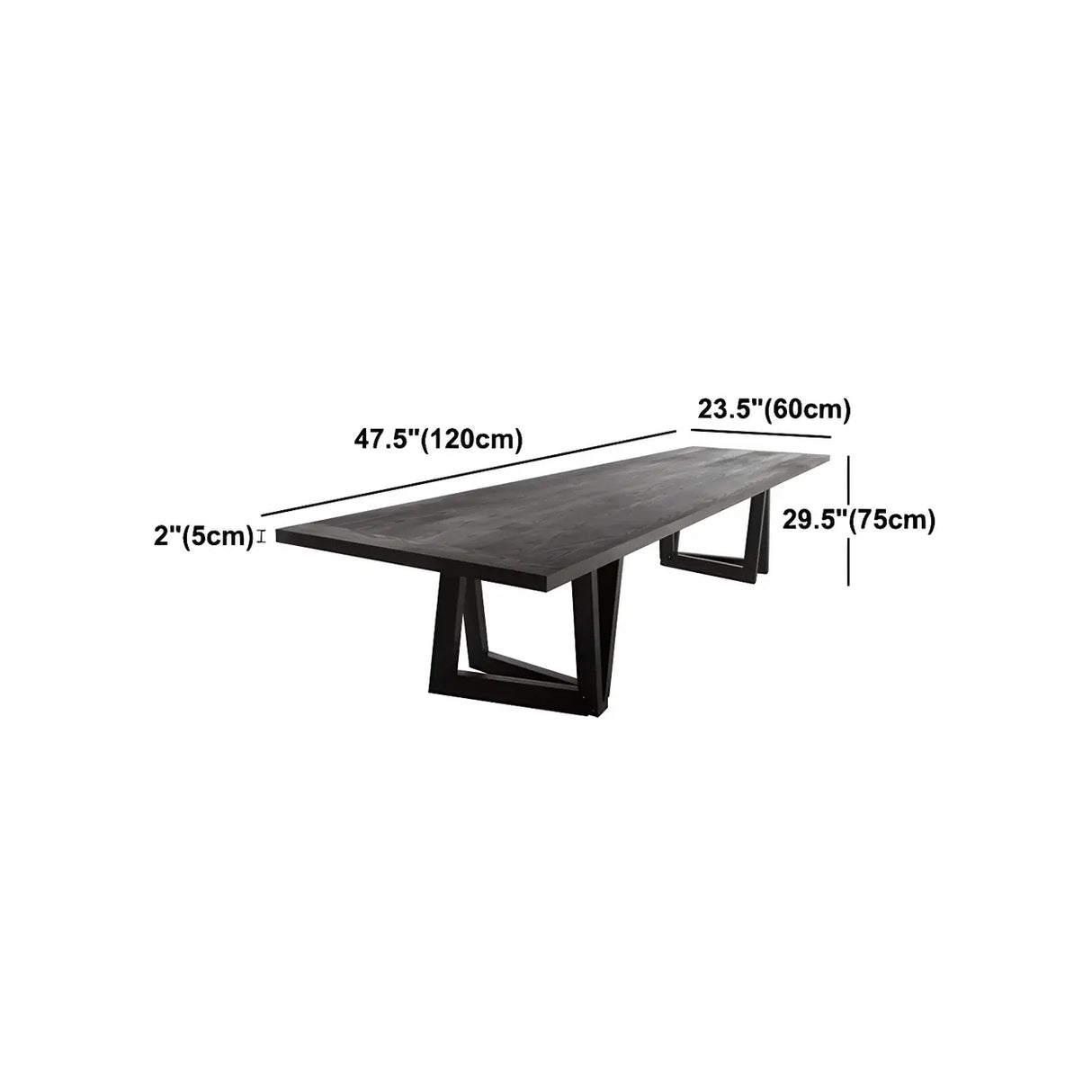 Black Pine Wood Multi-Person Sled Base Meeting Desk 