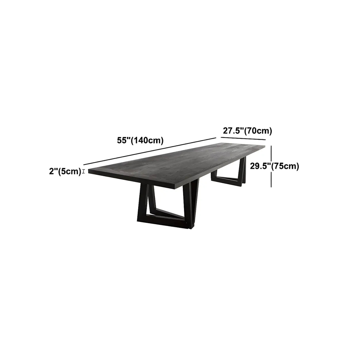 Black Pine Wood Multi-Person Sled Base Meeting Desk Image - 9