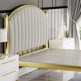 Black Queen Arch Metal Comfort Headboard Panel Bed Image - 10