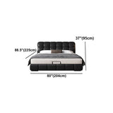 Black Queen Leather Platform Storage Bed with Drawers Image - 11