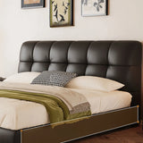 Black Queen Leather Platform Storage Bed with Drawers Image - 5