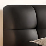 Black Queen Leather Platform Storage Bed with Drawers Image - 6