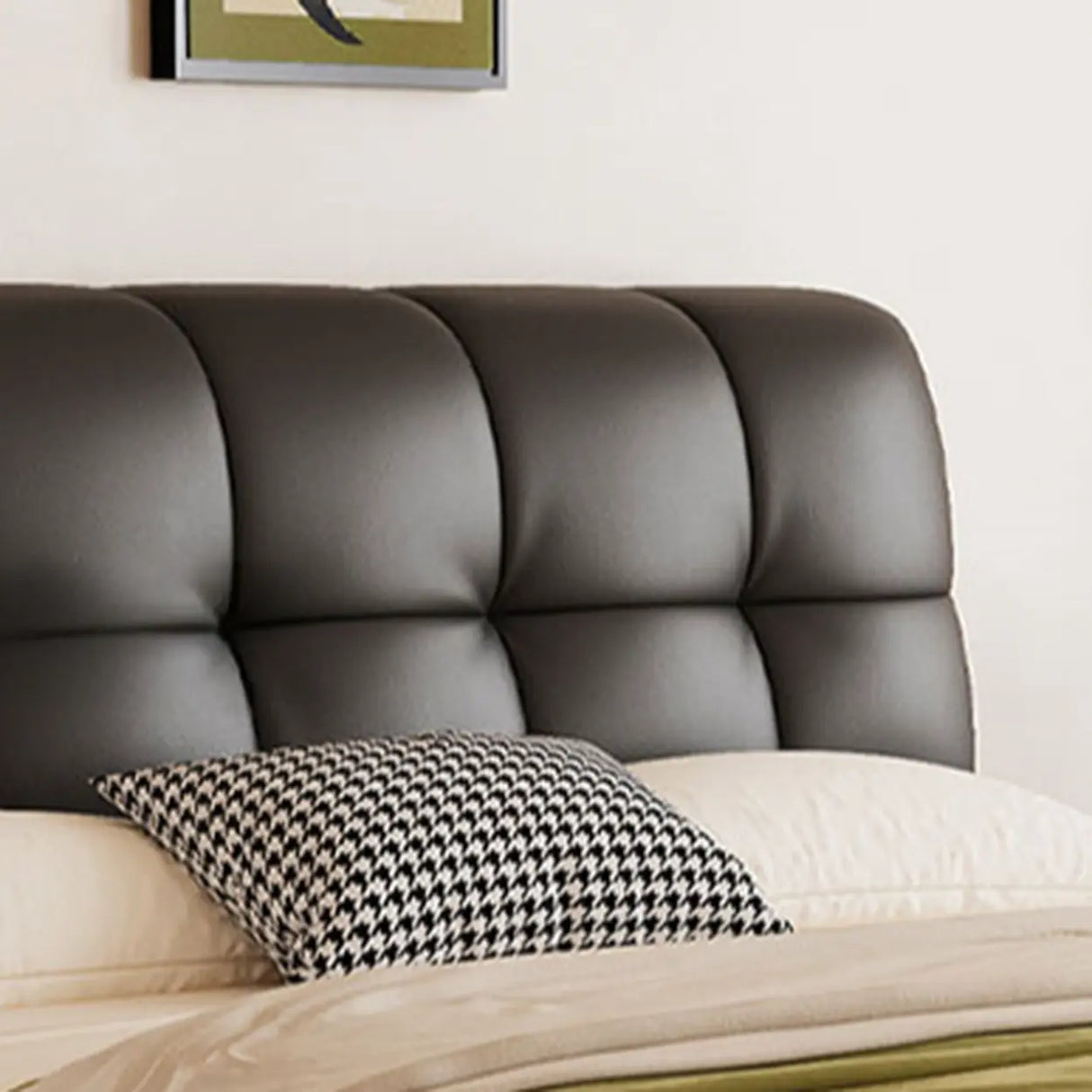 Black Queen Leather Platform Storage Bed with Drawers Image - 7