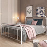 Black Queen Metal Panel Headboard Platform Bed Frame Image - 3