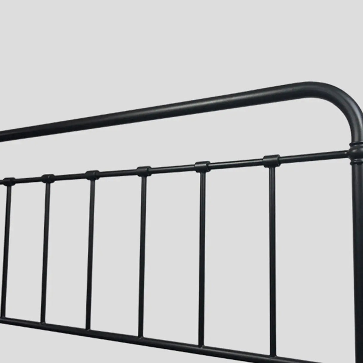 Black Queen Metal Panel Headboard Platform Bed Frame Image - 4