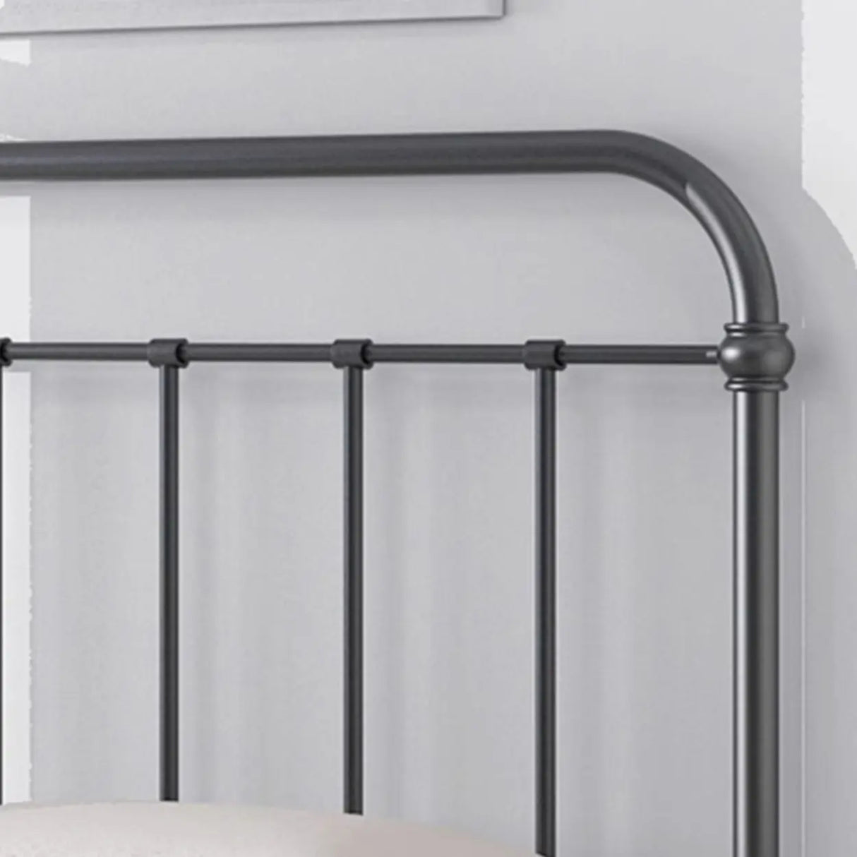 Black Queen Metal Panel Headboard Platform Bed Frame Image - 9
