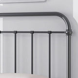 Black Queen Metal Panel Headboard Platform Bed Frame Image - 9