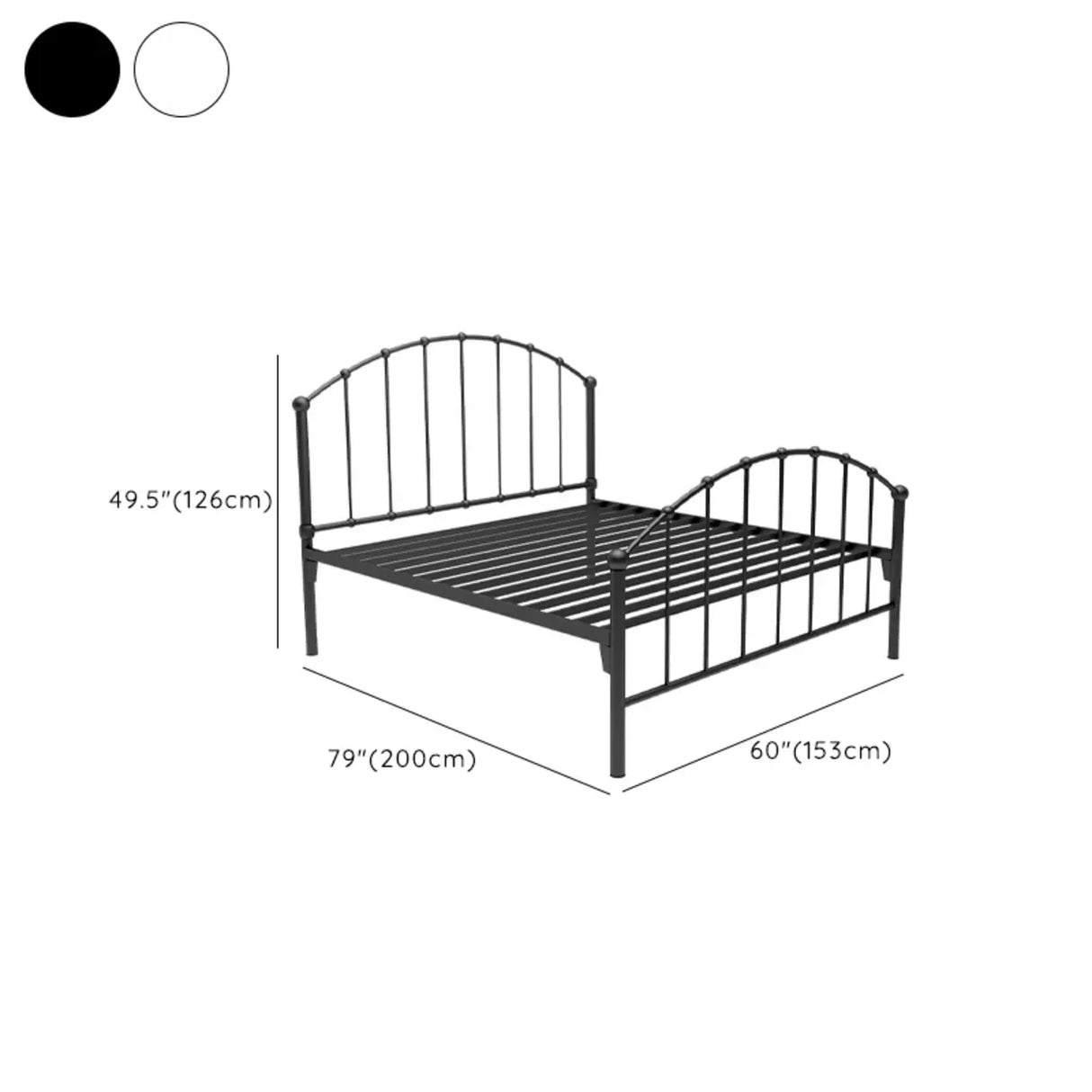 Black Queen Metal Spindle Panel Bed with Headboard Image - 10