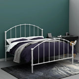 Black Queen Metal Spindle Panel Bed with Headboard Image - 2