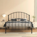 Black Queen Metal Spindle Panel Bed with Headboard Image - 3