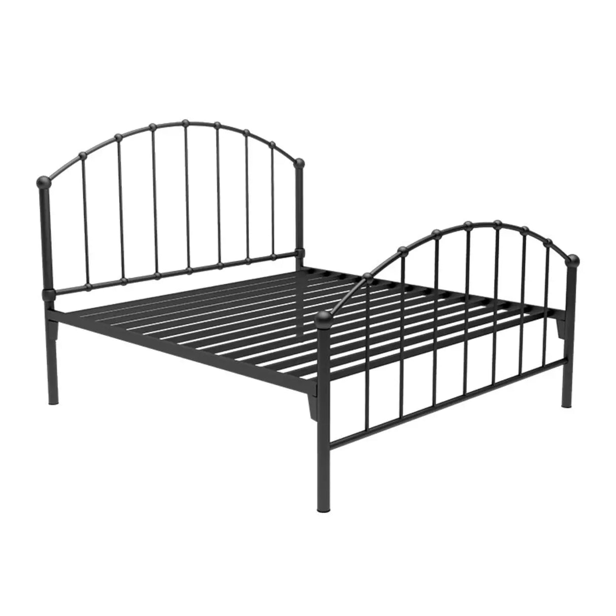 Black Queen Metal Spindle Panel Bed with Headboard Image - 5