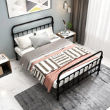Black Queen Modern Metal Headboard and Footboard Bed Image - 1