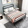 Black Queen Modern Metal Headboard and Footboard Bed Image - 1