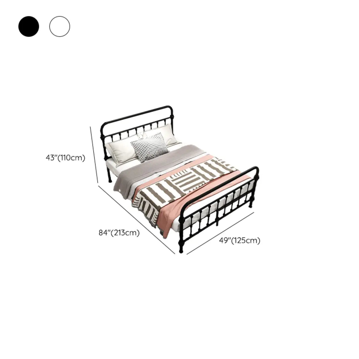 Black Queen Modern Metal Headboard and Footboard Bed Image - 12