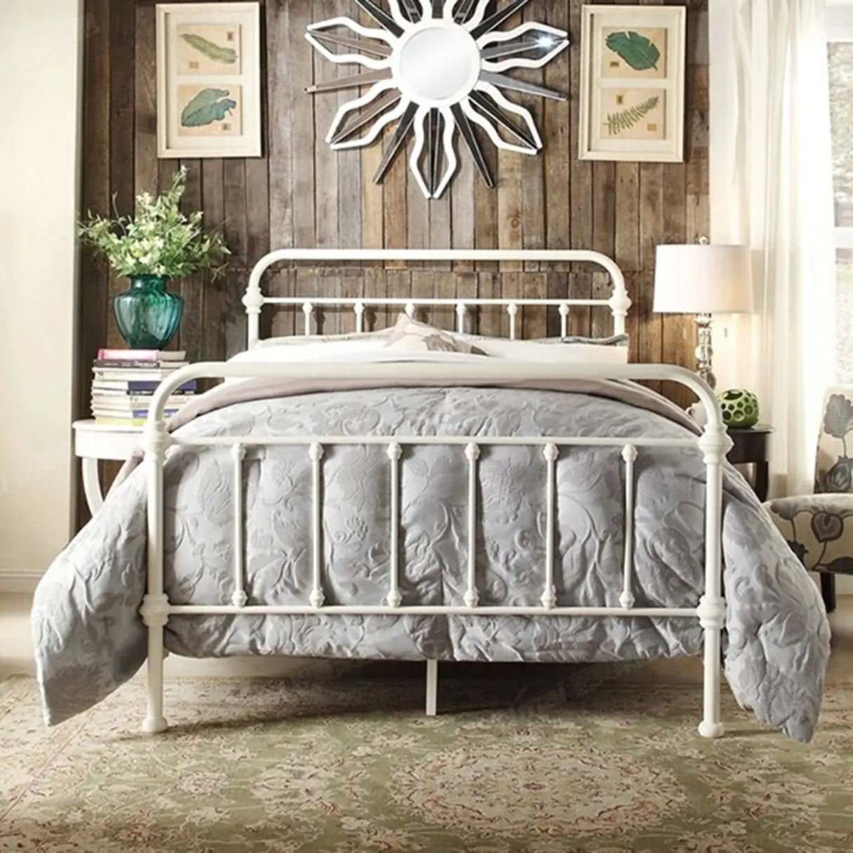 Black Queen Modern Metal Headboard and Footboard Bed Image - 2
