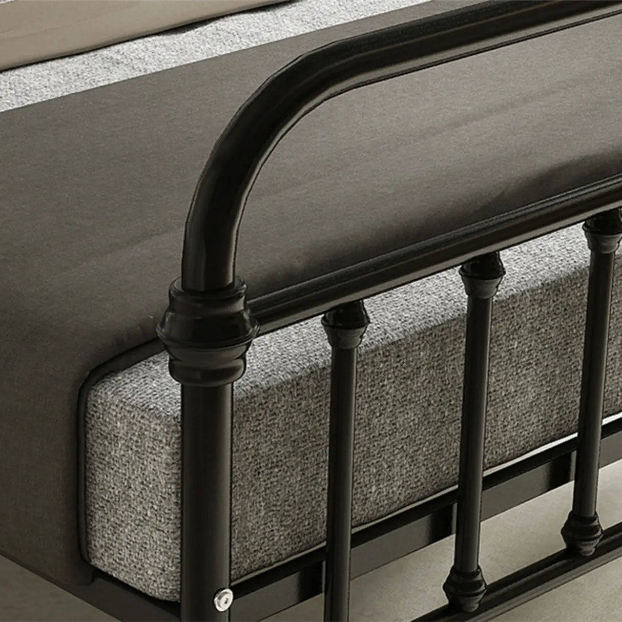 Black Queen Modern Metal Headboard and Footboard Bed Image - 7