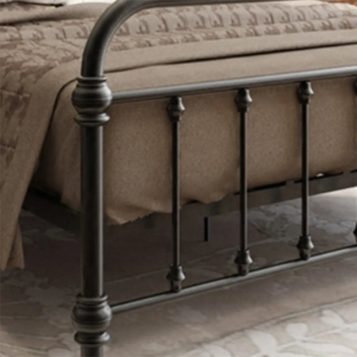 Black Queen Modern Metal Headboard and Footboard Bed Image - 8