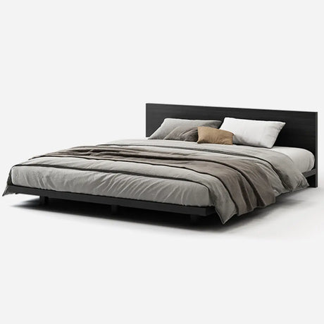 Black Queen Modern Wooden Low Clearance Headboard Bed Image - 2