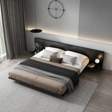Black Queen Modern Wooden Low Clearance Headboard Bed Image - 3