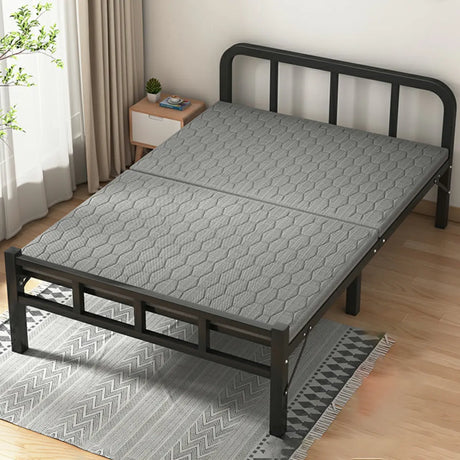 Black Queen Platform Metal Slat Bed with Headboard Image - 1