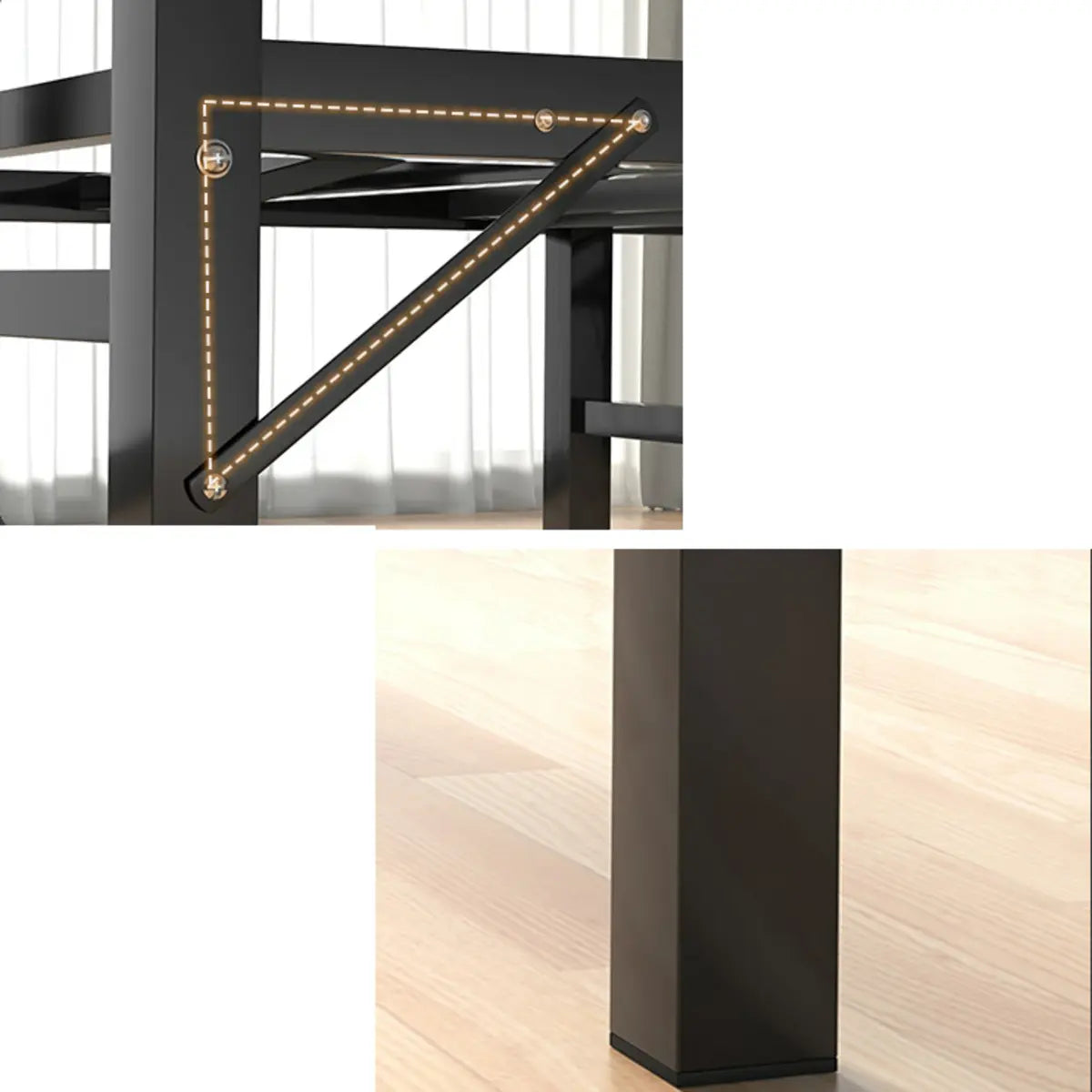 Black Queen Platform Metal Slat Bed with Headboard Image - 14